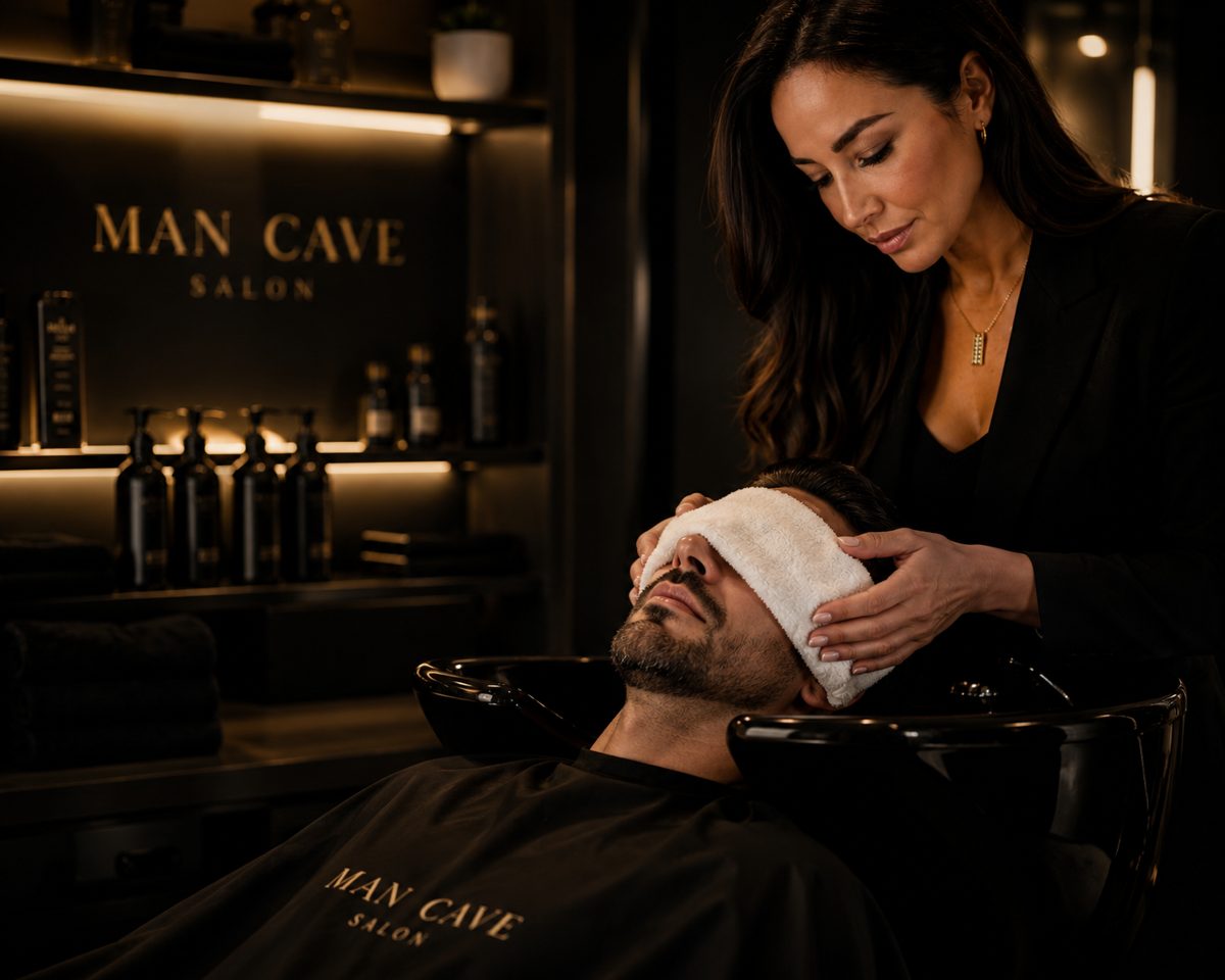 Shampoo & Hot Towel in Las Vegas — Man Cave Salon, Henderson barber & men's salon